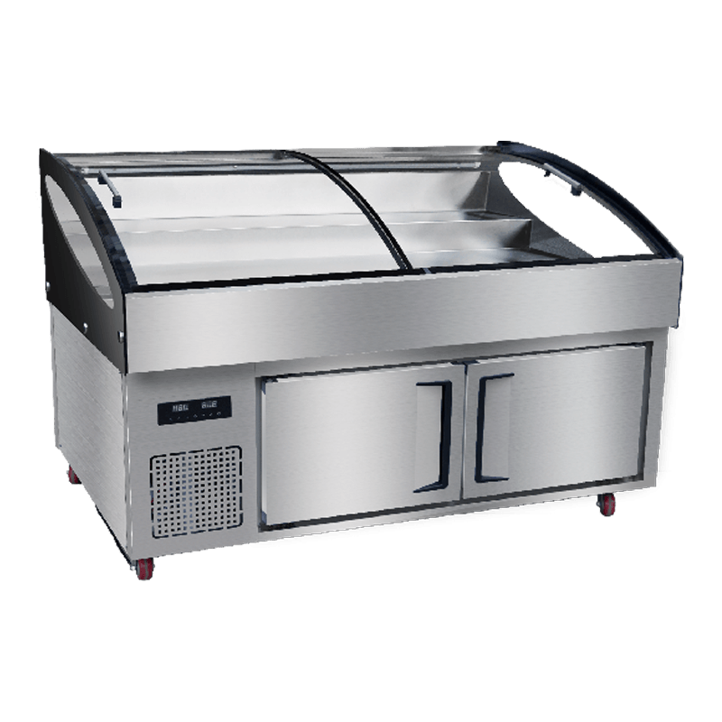 1,8 m dreischichtiger Stufen-Eistheken-Küchenkühlschrank aus Edelstahl